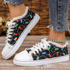 Raw Hem Printed Round Toe Sneakers – Canvas Flat Casual by FitiqueFit