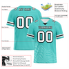 Custom Aqua Sleeve Stripes White Personalized Authentic Football Jersey FBJ02-bc0f0da