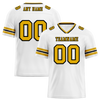 Custom White Sleeve Stripes Yellow Personalized Authentic Football Jersey FBJ02-bc0f0f7