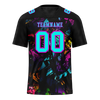 Custom Black Graffiti Pattern Aqua Personalized Authentic Football Jersey FBJ02-bc0faba