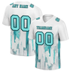 Custom White Graffiti Pattern Aqua Personalized Authentic Football Jersey FBJ02-bc0fabc