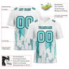 Custom White Graffiti Pattern Aqua Personalized Authentic Football Jersey FBJ02-bc0fabc