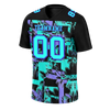 Custom Black Graffiti Pattern Aqua Personalized Authentic Football Jersey FBJ02-bc0fab9