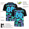 Custom Black Graffiti Pattern Aqua Personalized Authentic Football Jersey FBJ02-bc0fab9