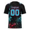 Custom Black Graffiti Pattern Aqua Personalized Authentic Football Jersey FBJ02-bc0face