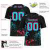 Custom Black Graffiti Pattern Aqua Personalized Authentic Football Jersey FBJ02-bc0face