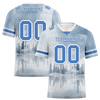 Custom Grey Graffiti Pattern Blue Personalized Authentic Football Jersey FBJ02-bc0fadd