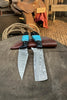 Handmade Damascus Skinner 7”–8” Knife Set Cowboy Ranch Blades Turquoise Handle with Sheath by JW SteelCrafts