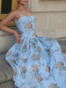 Printed Strapless Backless Maxi Dress – Fitted Long Dress by FitiqueFit