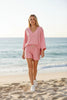 Women's Loose V-Neck Long Sleeve Striped Shorts Set – Casual Leisure by FitiqueFit