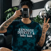 Teal expensive difficult talks back embroidered tie dye T-shirt by Madness & Mayhem LLC