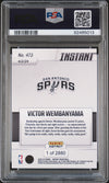 Graded 2023 Panini Instant Victor Wembanyama #473 Rookie RC Basketball Card PSA 9 Mint