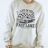 Fast Lane Crewneck Sweatshirt by Hey Jude Graphic Tees