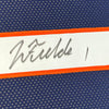 Framed Autographed/Signed Justin Fields 35x39 Chicago Blue Football Jersey JSA COA