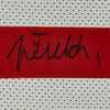 Framed Autographed/Signed Justin Fields 35x39 Ohio State White College Football Jersey Beckett BAS COA