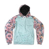 Soft Floral Teal Heavy Fleece Raglan Hoodie by Luckless Outfitters