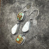 Hubei Cloud Mountain Turquoise + White Buffalo Dangle Earrings | Sterling Silver Statement Pair | Force Earrings by mend metalworks