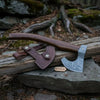 Damascus Camping Axe with Curved Rosewood Handle – Hand Forged Bushcraft Axe with Leather Sheath | JW SteelCrafts by JW SteelCrafts
