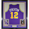 Framed Autographed/Signed John Stockton 35x39 Utah Purple Basketball Jersey Beckett BAS COA by Hall of Fame Sports Memorabilia