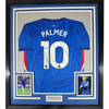 Framed Autographed/Signed Cole Palmer 35x39 Chelsea FC Blue Soccer Futbol Jersey Beckett BAS COA by Hall of Fame Sports Memorabilia