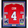 Framed Autographed/Signed James Cook 35x39 Buffalo Red Football Jersey Beckett BAS COA by Hall of Fame Sports Memorabilia