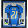 Framed Autographed/Signed Andrea Pirlo 35x39 Italy Blue Soccer Futbol Jersey Beckett BAS COA by Hall of Fame Sports Memorabilia