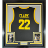 Framed Autographed/Signed Caitlin Clark 35x39 Iowa Black Basketball Jersey Panini COA by Hall of Fame Sports Memorabilia