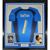 Framed Autographed/Signed Gianluigi Buffon 35x39 Italy Blue Soccer Futbol Jersey Beckett BAS COA by Hall of Fame Sports Memorabilia