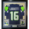 Framed Autographed/Signed Tyler Lockett 35x39 Seattle Blue Football Jersey JSA COA