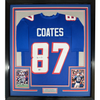 Framed Autographed/Signed Ben Coates 35x39 New England Blue Football Jersey Beckett BAS COA by Hall of Fame Sports Memorabilia
