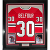 Framed Autographed/Signed Ed Belfour 35x39 Chicago Red Hockey Jersey JSA COA by Hall of Fame Sports Memorabilia