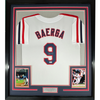 Framed Autographed/Signed Carlos Baerga 35x39 Cleveland White Baseball Jersey Beckett BAS COA by Hall of Fame Sports Memorabilia