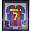 Framed Autographed/Signed David Villa 35x39 FC Barcelona Blue Soccer Jersey Beckett BAS COA by Hall of Fame Sports Memorabilia
