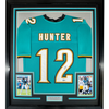Framed Autographed/Signed Travis Hunter 35x39 Jacksonville Teal Retro Football Jersey Beckett BAS COA by Hall of Fame Sports Memorabilia