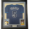 Framed Autographed/Signed Wander Franco 35x39 Tampa Bay Dark Blue Baseball Jersey JSA COA