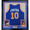 Framed Autographed/Signed Walt Frazier 35x39 New York Blue Basketball Jersey PSA/DNA COA