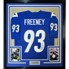 Framed Autographed/Signed Dwight Freeney 35x39 Indianapolis Blue Football Jersey JSA COA