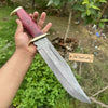 Handmade Damascus Clip Point Bowie Utility Knife Fixed Blade Pakka Wood Handle with Guard by JW SteelCrafts