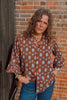 Blue Highway Retro Floral Balloon Sleeve Blouse by Lil Bee's Bohemian