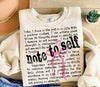 Note To Self || Pink Bow || Sweatshirt Or Hoodie by The Neeley Design Co Wholesale