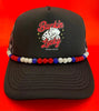 Buckin Lucky Graphic Trucker Hat w/ Patriotic Crystal Chain by Neon Spur