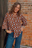 Blue Highway Retro Floral Balloon Sleeve Blouse by Lil Bee's Bohemian