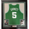 Framed Autographed/Signed Kevin Garnett 35x39 Boston Green Basketball Jersey Beckett BAS COA