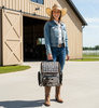 Aces Checker Tooled & Cowhide Backpack by Neon Spur