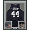 Framed Autographed/Signed George Gervin 35x39 San Antonio Black Basketball Jersey Beckett BAS COA by Hall of Fame Sports Memorabilia
