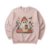 Ghost Checker Graphic Top | Retro Checkerboard Ghost Sweatshirt
