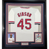 Framed Autographed/Signed Bob Gibson 35x39 St. Louis White Baseball Jersey JSA COA