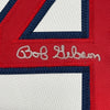 Framed Autographed/Signed Bob Gibson 35x39 St. Louis White Baseball Jersey JSA COA