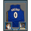 Framed Autographed/Signed Gilbert Arenas 35x39 Washington Blue Basketball Jersey Beckett BAS COA by Hall of Fame Sports Memorabilia