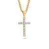 "Iced Out" Cross Necklace With Micro Cuban Chain